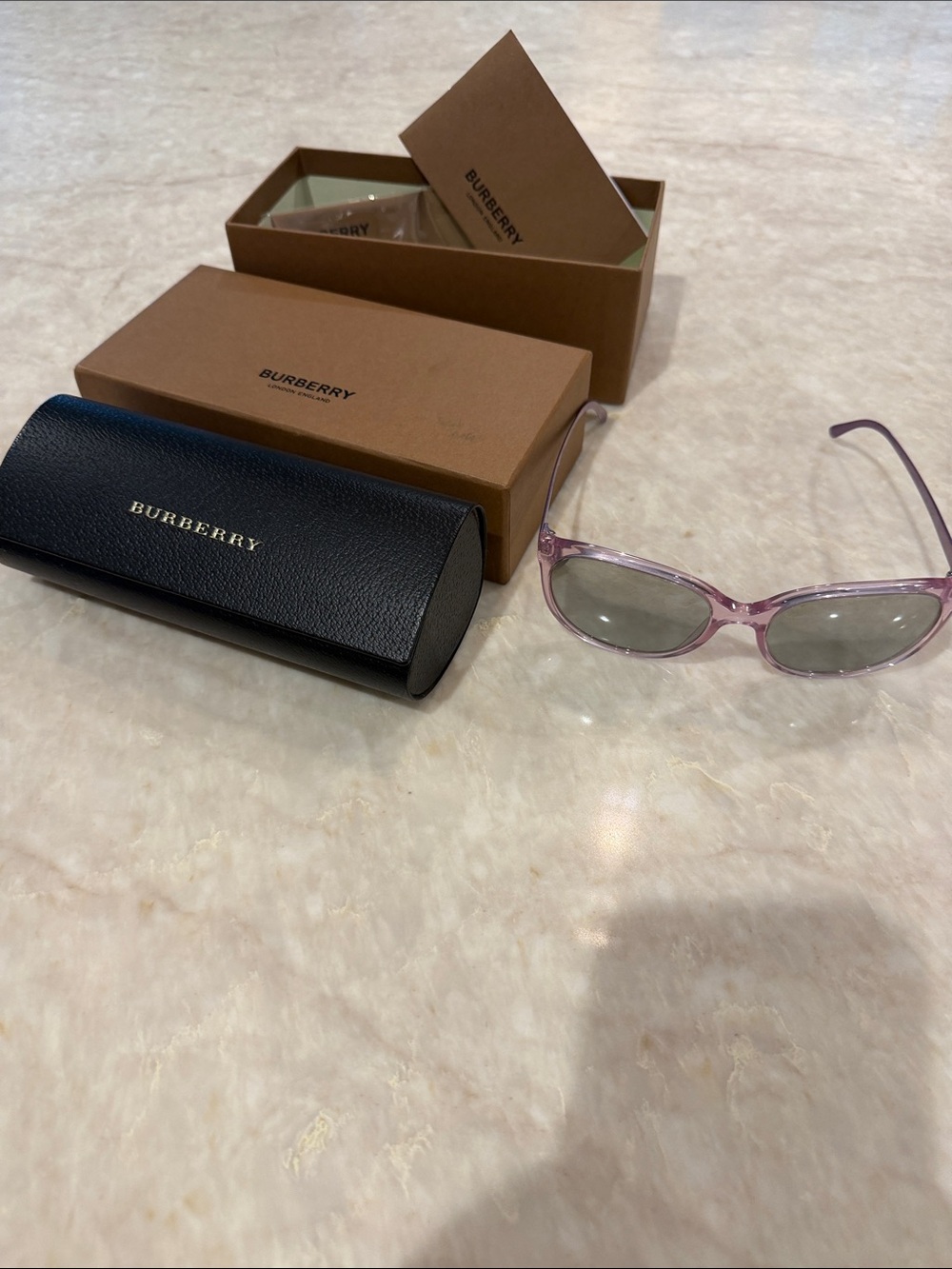 Burberry Pink Transparent Frame Cat-Eye Sunglasses